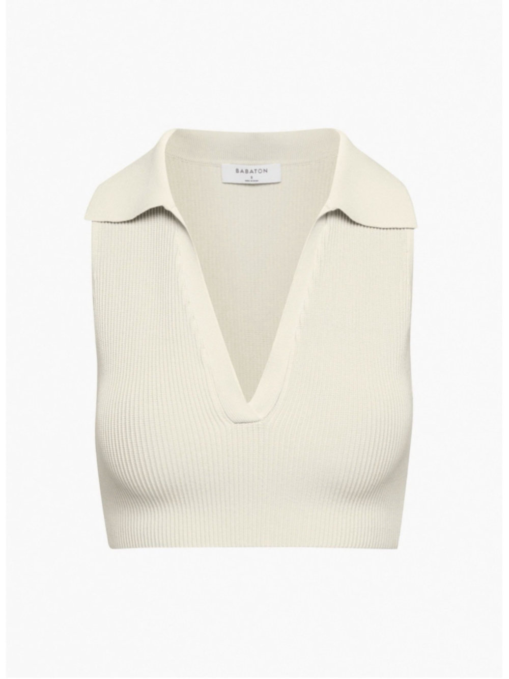 Aritzia Babaton Sculpt Knit Polo Crop Top - Size XL